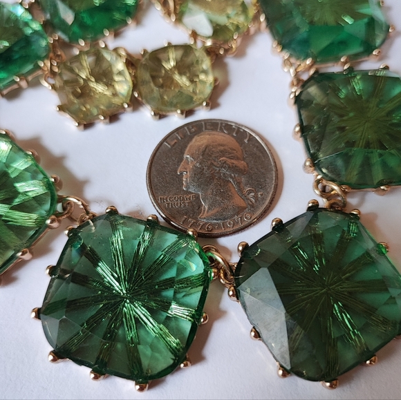 Green Yellow Starburst Atomic 1960s Lucite Plastic Vintage Necklace Reproduction - Picture 11 of 12